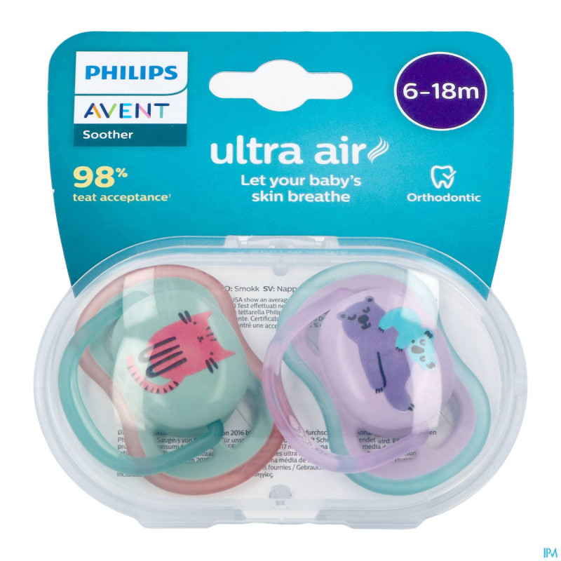 Philips avent sucette +6m air mix animaux
