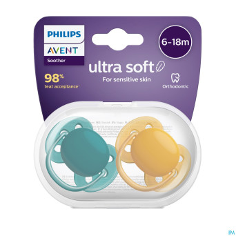 Philips avent sucette soft green yellow +6m