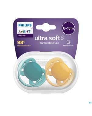 Philips avent sucette soft green yellow +6m