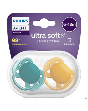 Philips avent sucette soft green yellow +6m