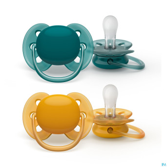 Philips avent sucette soft green yellow +6m