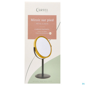 Cartel miroir pied metal cadre bois x10 asie16,5cm