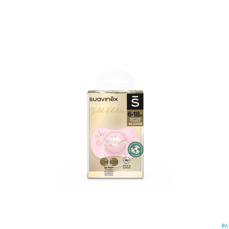 Suavinex gold soother silicone revers. 6-18m pink