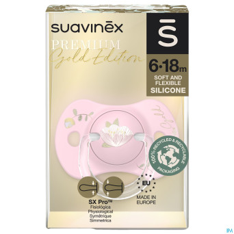 Suavinex gold soother silicone revers. 6-18m pink