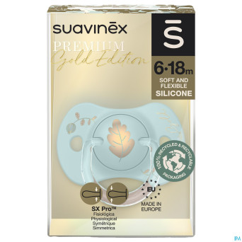 Suavinex gold soother silicone revers. 6-18m blue