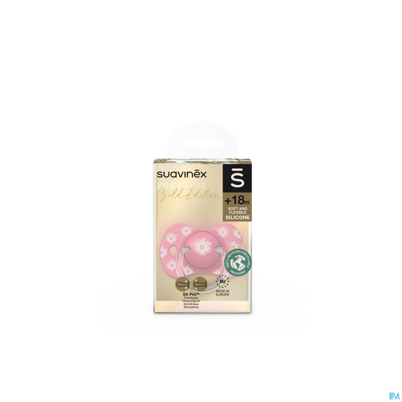 Suavinex gold soother silicone revers. +18m pink