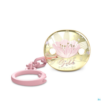 Suavinex gold soother chain pink