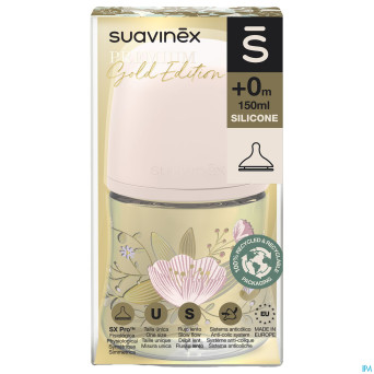 Suavinex gold bottle silicone slow flow 150ml pink