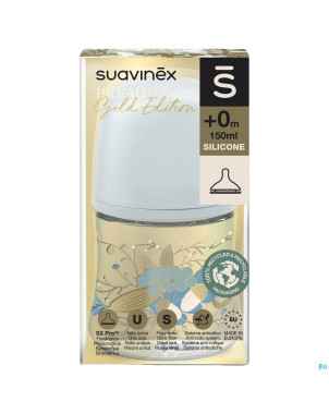 Suavinex gold bottle silicone slow flow 150ml blue