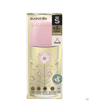Suavinex gold bottle silicone slow flow 270ml pink