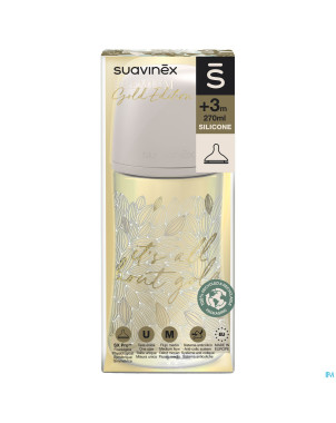 Suavinex gold bottle silicone slow flow 270ml grey