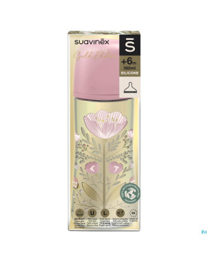 Suavinex gold bottle silicone slow flow 360ml pink