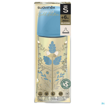Suavinex gold bottle silicone slow flow 360ml blue