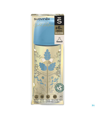 Suavinex gold bottle silicone slow flow 360ml blue