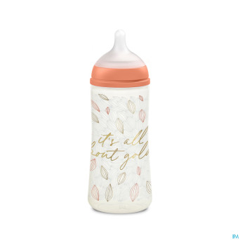 Suavinex gold bottle silic. slow flow 360ml orange