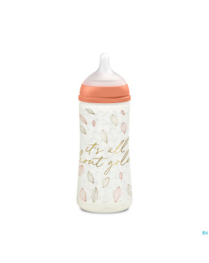 Suavinex gold bottle silic. slow flow 360ml orange