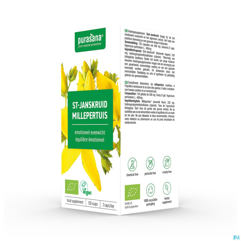 Purasana vegan millepertuis bio   v-caps 120x230mg
