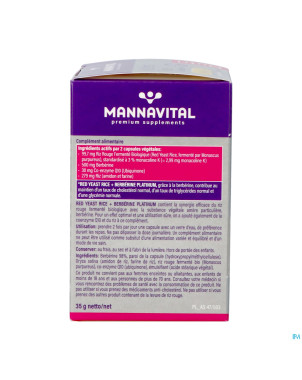 Mannavital red yeast rice+berberine plat.v-caps 60