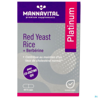 Mannavital red yeast rice+berberine plat.v-caps 60