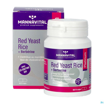 Mannavital red yeast rice+berberine plat.v-caps 60