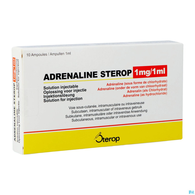 Adrenaline hcl sterop 1mg/ml sol inj amp 10