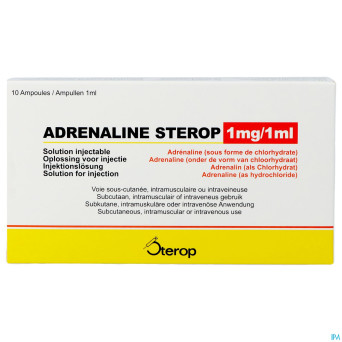 Adrenaline hcl sterop 1mg/ml sol inj amp 10