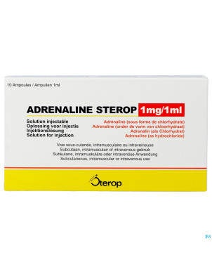 Adrenaline hcl sterop 1mg/ml sol inj amp 10