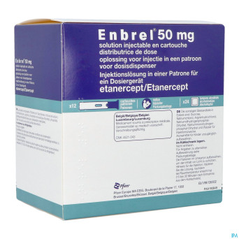 Enbrel 50mg sol inj cartouche pour disp.de dose 12
