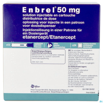 Enbrel 50mg sol inj cartouche pour disp.de dose 12
