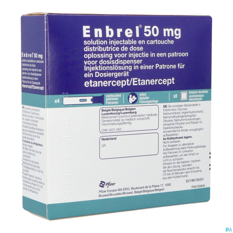 Enbrel 50mg sol inj cartouche pour disp.de dose  4