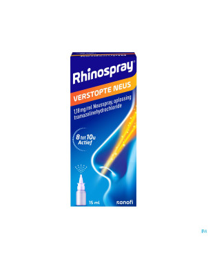 Rhinospray nez bouche 1,18mg/ml spr nasal sol 15ml