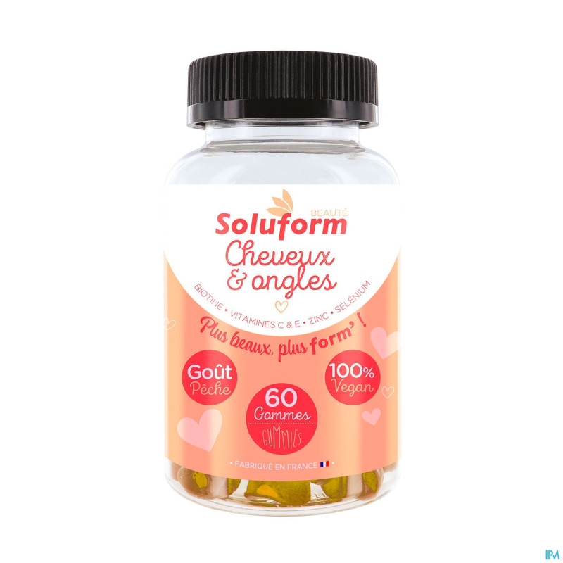 Soluform cheveux ongles biotine c e zinc gommes 60