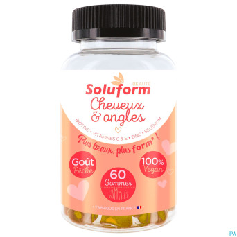 Soluform cheveux ongles biotine c e zinc gommes 60