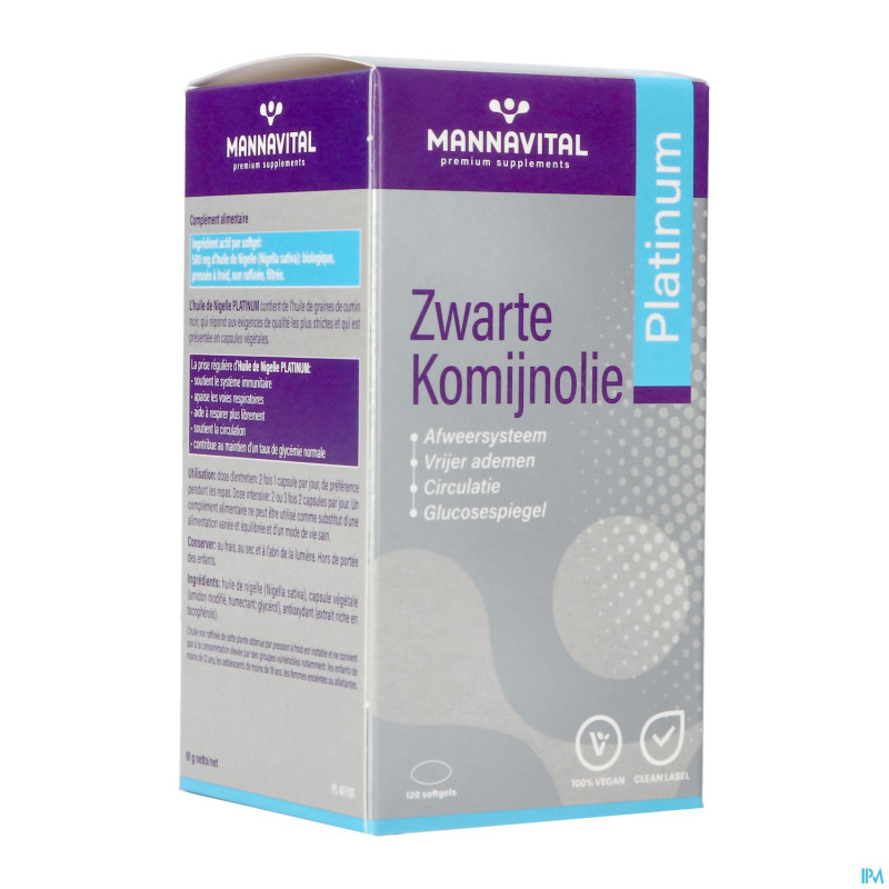 Mannavital huile nigelle softgels 120