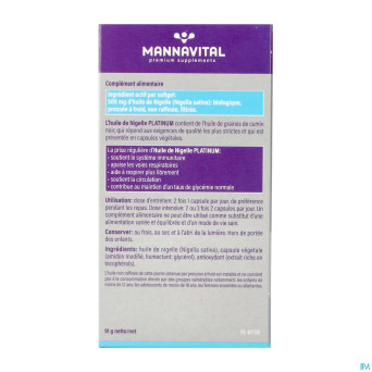 Mannavital huile nigelle softgels 120
