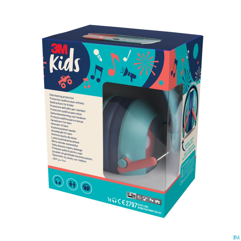 3m kids plus casque a/bruit enfants turquoise