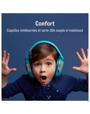3m kids plus casque a/bruit enfants turquoise