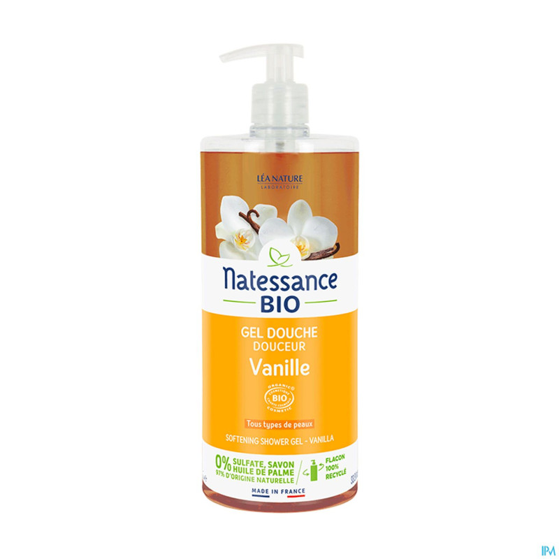 Natessance gel douche douceur vanille cosmebio  1l