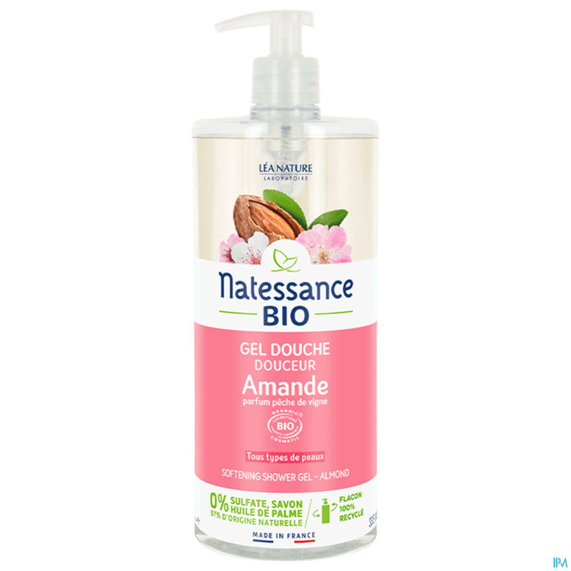 Natessance gel douche amande peche vigne bio    1l