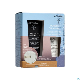 Apivita black detox cleans.gel150ml+milk 50ml+pad2
