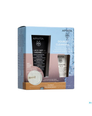 Apivita black detox cleans.gel150ml+milk 50ml+pad2
