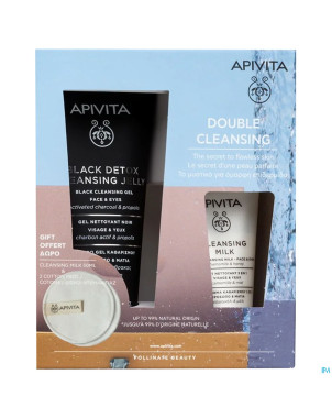 Apivita black detox cleans.gel150ml+milk 50ml+pad2