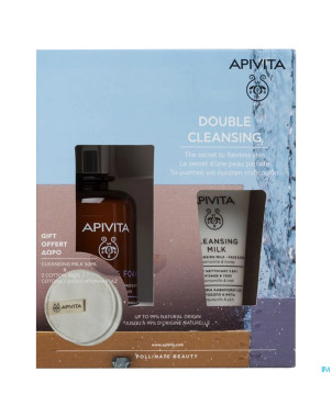 Apivita cleansing foam 200ml + milk 50ml + pad 2