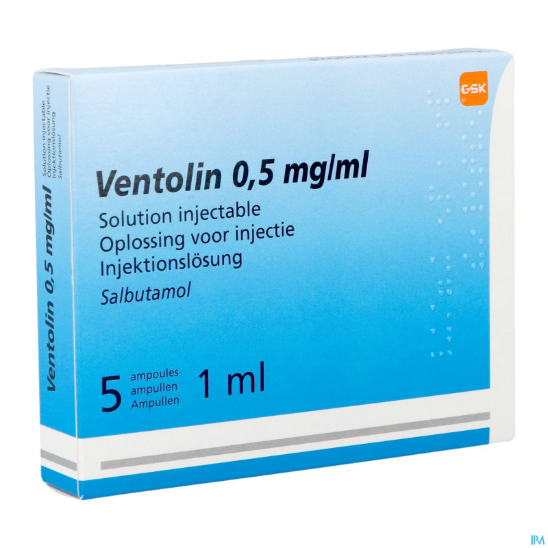 Ventolin 0,5mg/ml sol inj amp 5x1ml
