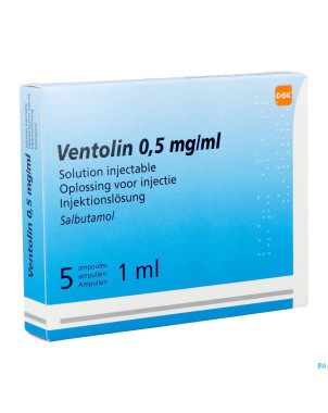Ventolin 0,5mg/ml sol inj amp 5x1ml