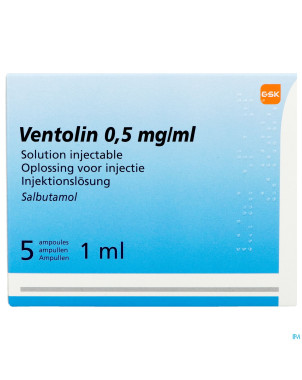 Ventolin 0,5mg/ml sol inj amp 5x1ml