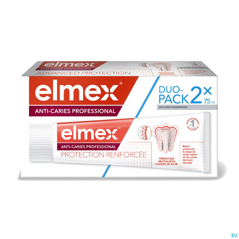 Elmex dentifrice a/caries professionnel  2x75ml nf