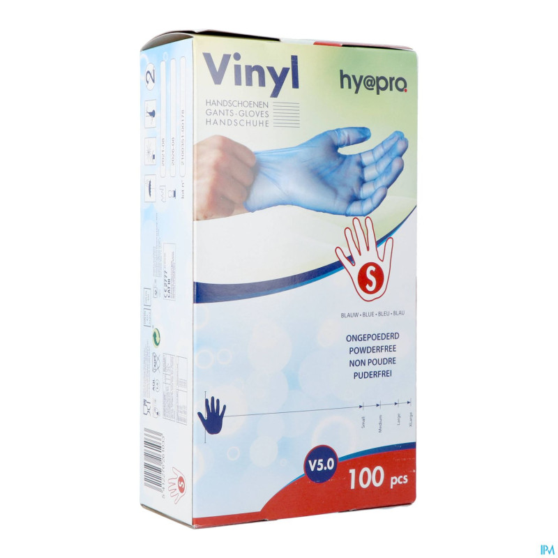 Pharmex gants vinyl bleu s/poudre s    100