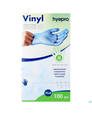 Pharmex gants vinyl bleu s/poudre m    100