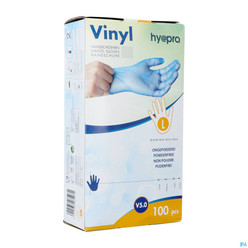 Pharmex gants vinyl bleu s/poudre l    100